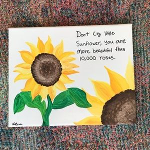 Boho floral sunflower canvas painting handmade